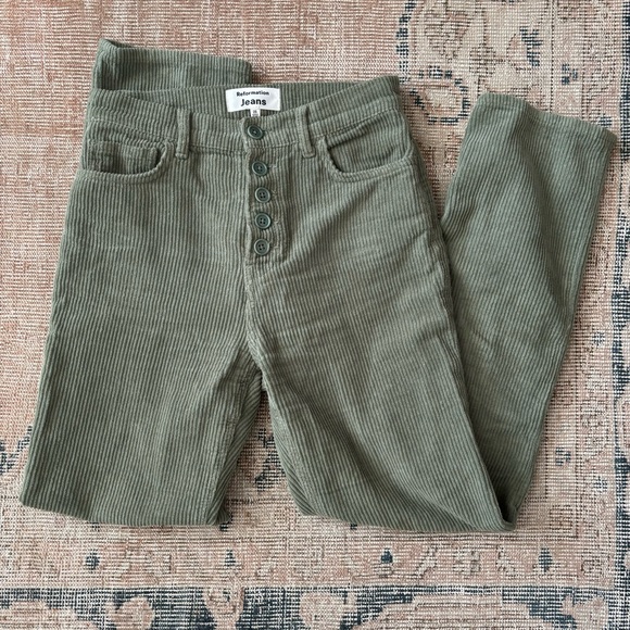 Reformation Cynthia Button Fly High Rise Straight Corduroy Pants Sz 25 - Picture 4 of 8